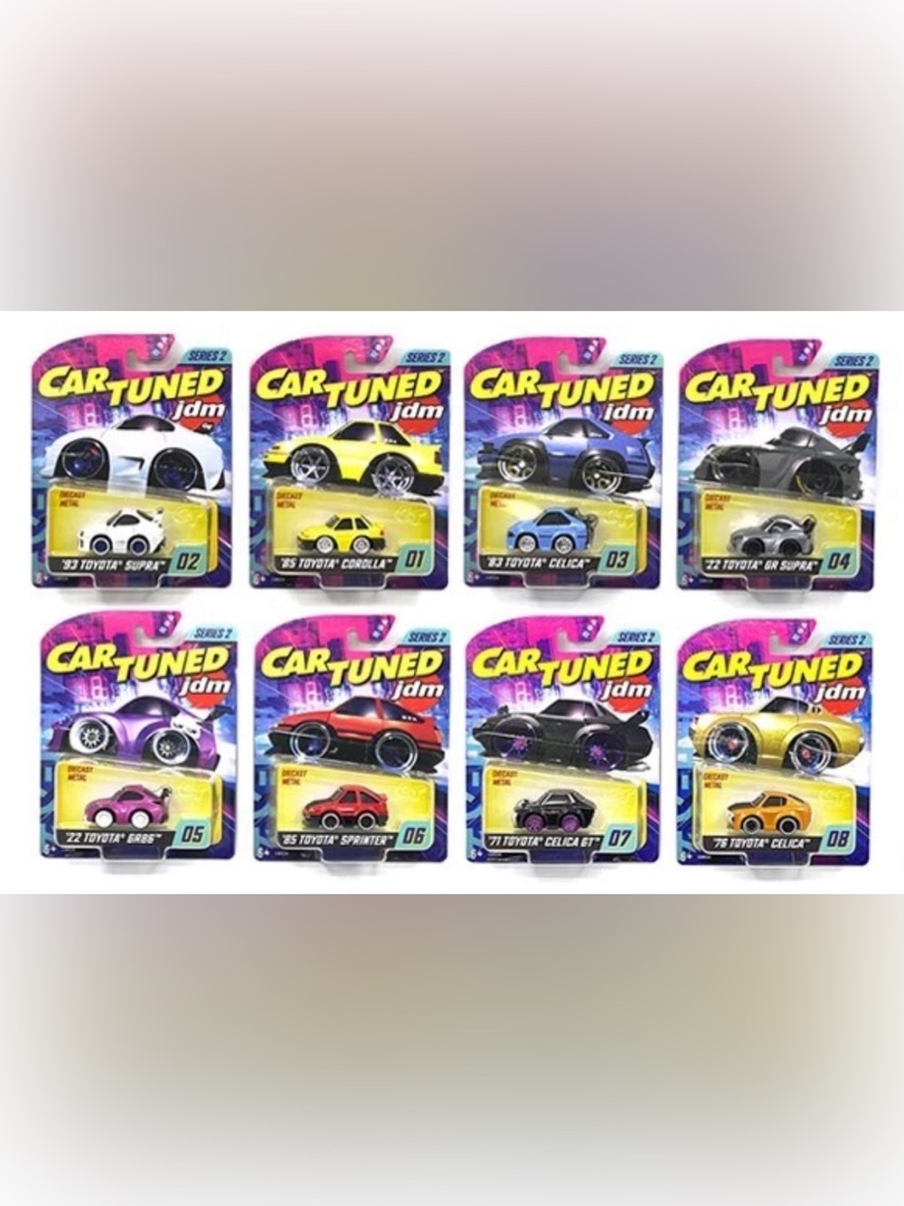 CarTuned Series 2 JDM Tuners Assortment Complete Set of 8 Cars 1/64 Diecast NEW